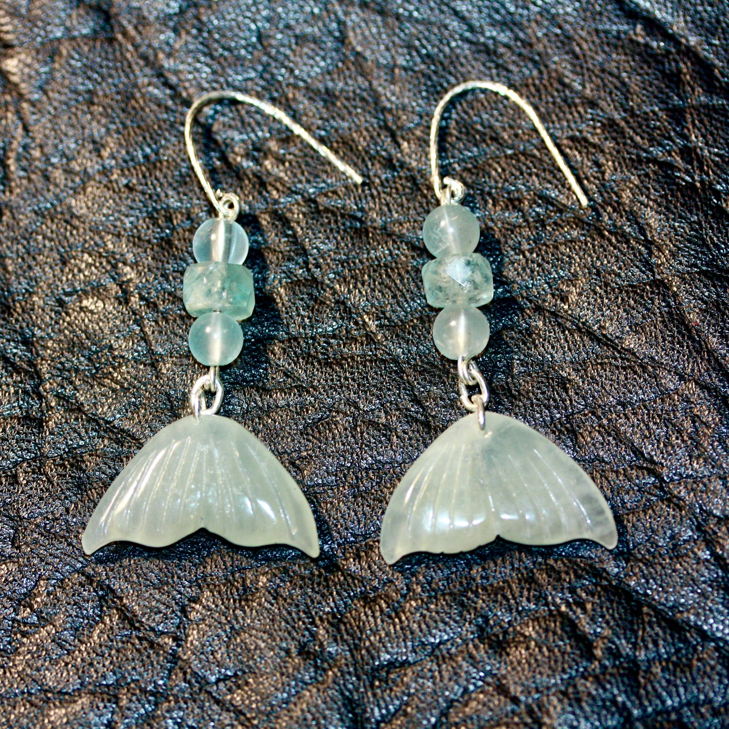 Morganite and Aquamarine Mermaids Tale Earrings- sterling silver